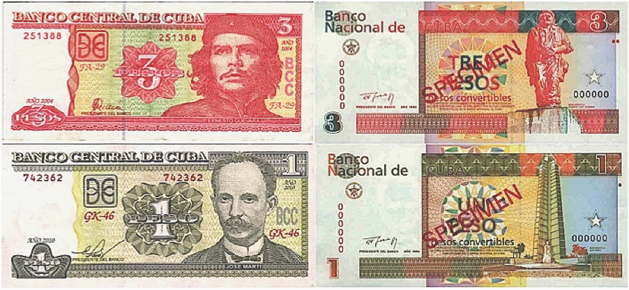 Figure 1. Cuban Peso and Cuban Convertible Peso Bills